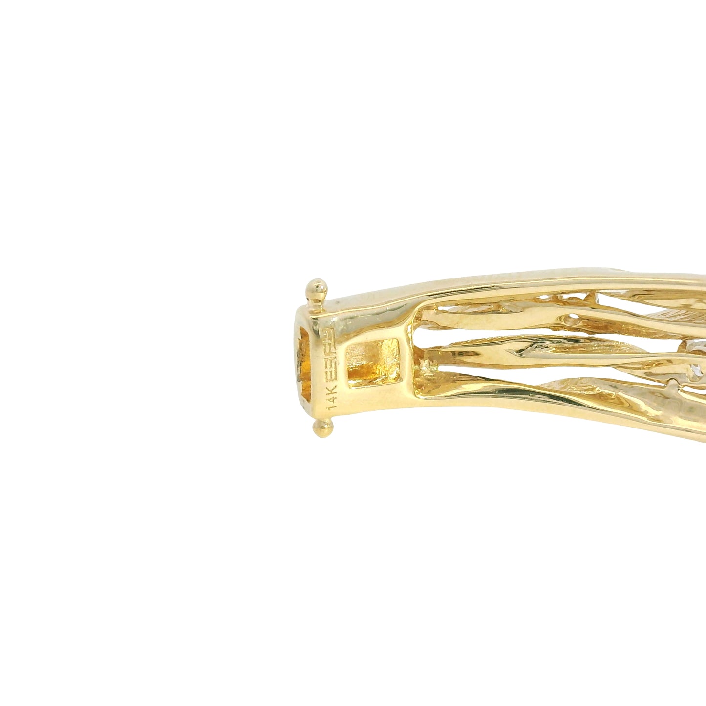 D'ORO by Effy 14k Yellow Gold Natural Diamond Textured Bangle Bracelet