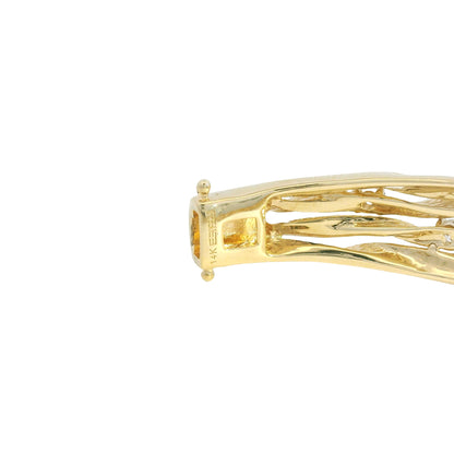 D'ORO by Effy 14k Yellow Gold Natural Diamond Textured Bangle Bracelet