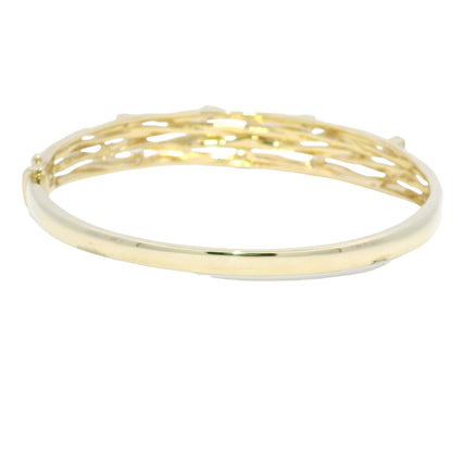 D'ORO by Effy 14k Yellow Gold Natural Diamond Textured Bangle Bracelet