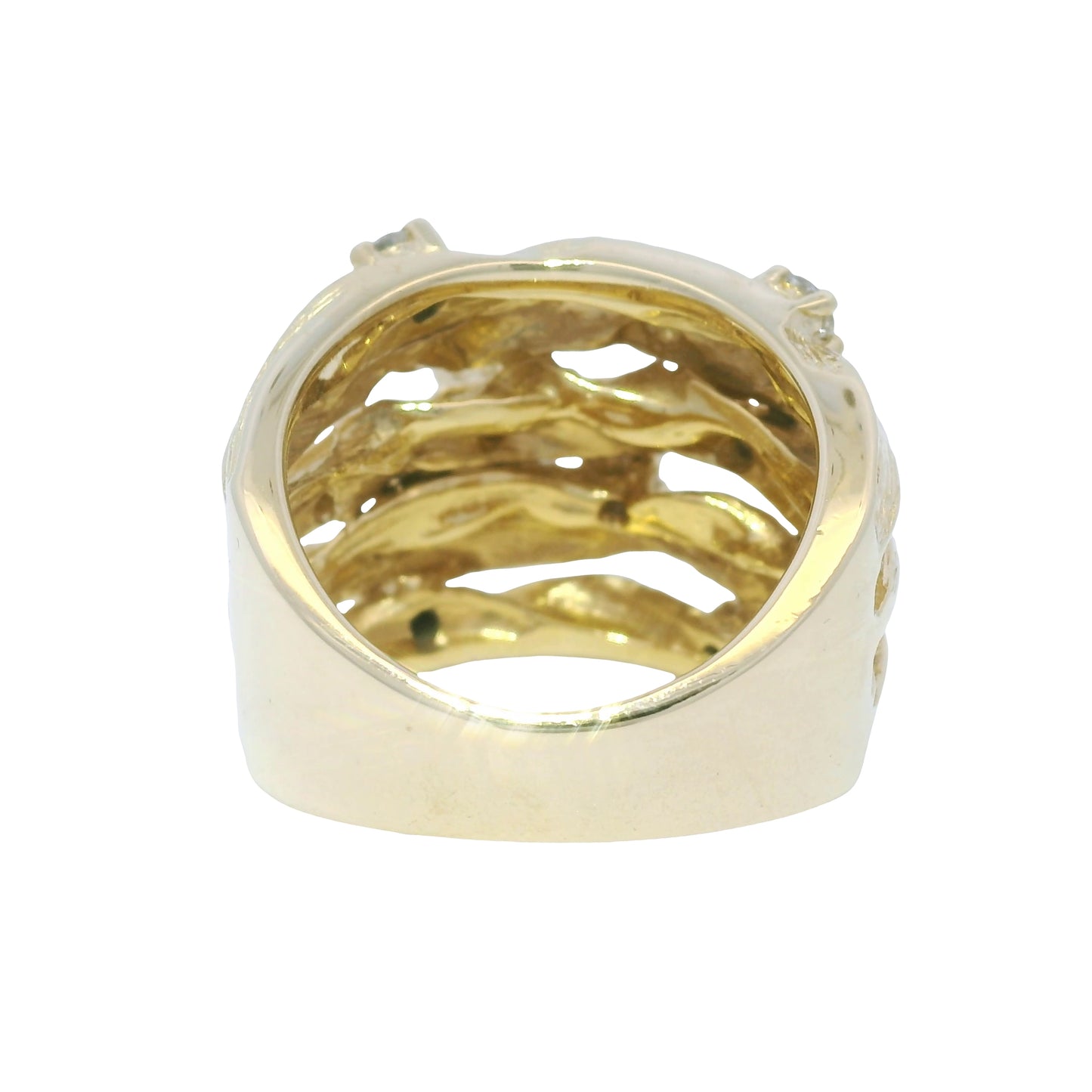 D'ORO by Effy 14k Yellow Gold Natural Diamond Wide Textured Ring