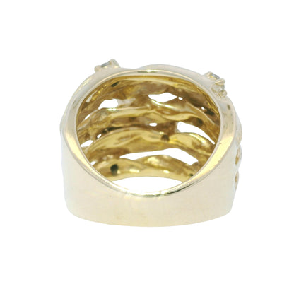 D'ORO by Effy 14k Yellow Gold Natural Diamond Wide Textured Ring