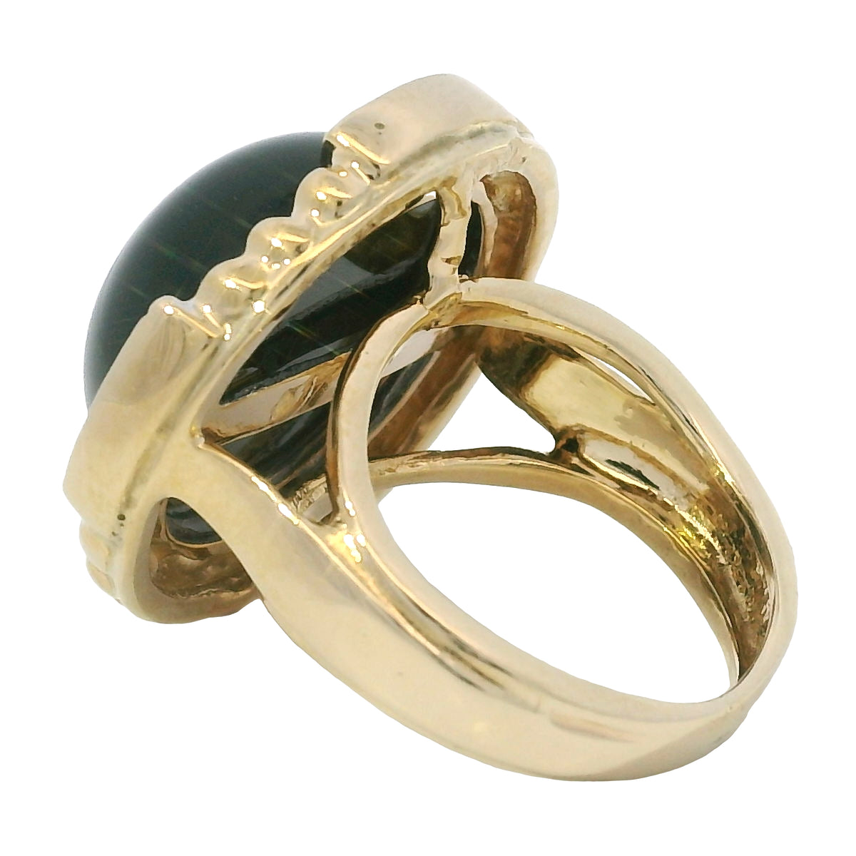 14K Yellow Gold Onyx & Natural Diamond Halo Textured Dome Ring