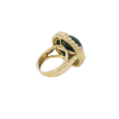 14K Yellow Gold Onyx & Natural Diamond Halo Textured Dome Ring
