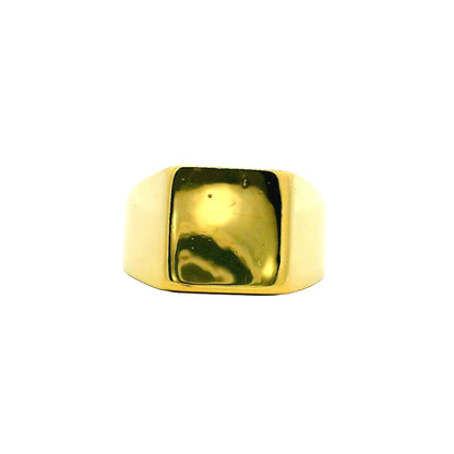 18K Yellow Gold Square Top Signet Engravable Ring