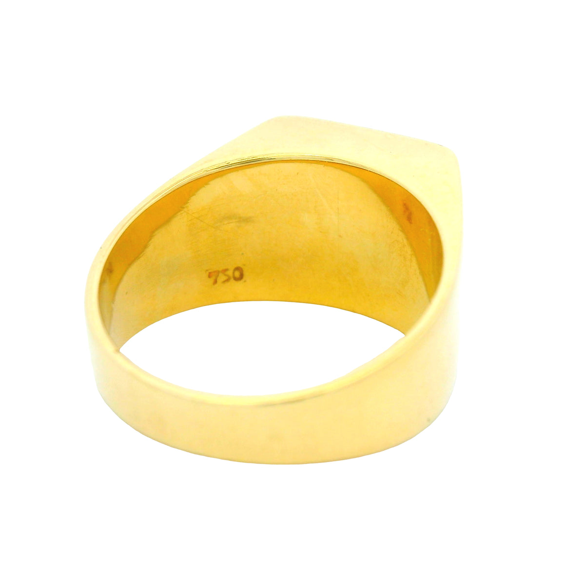 18K Yellow Gold Square Top Signet Engravable Ring