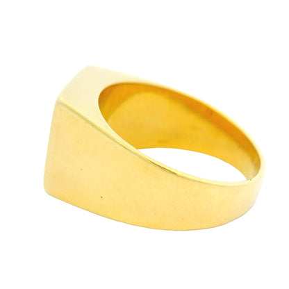 18K Yellow Gold Square Top Signet Engravable Ring