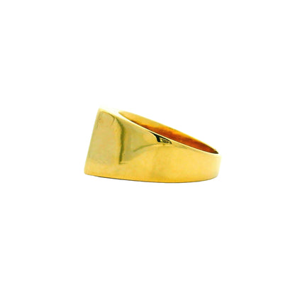 18K Yellow Gold Square Top Signet Engravable Ring