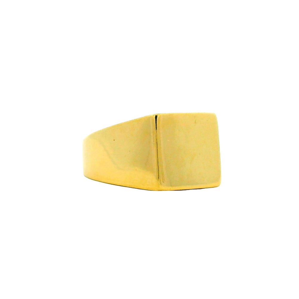 18K Yellow Gold Square Top Signet Engravable Ring