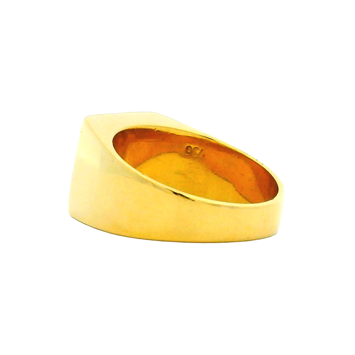 18K Yellow Gold Square Top Signet Engravable Ring