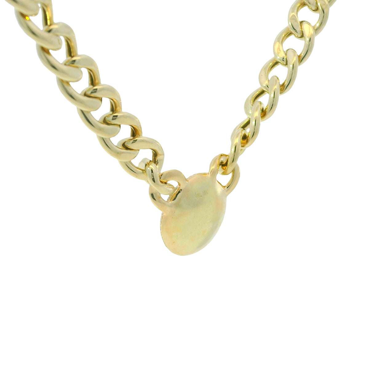 14k Yellow Gold Natural Diamond Pave Disc Pendant Link Necklace