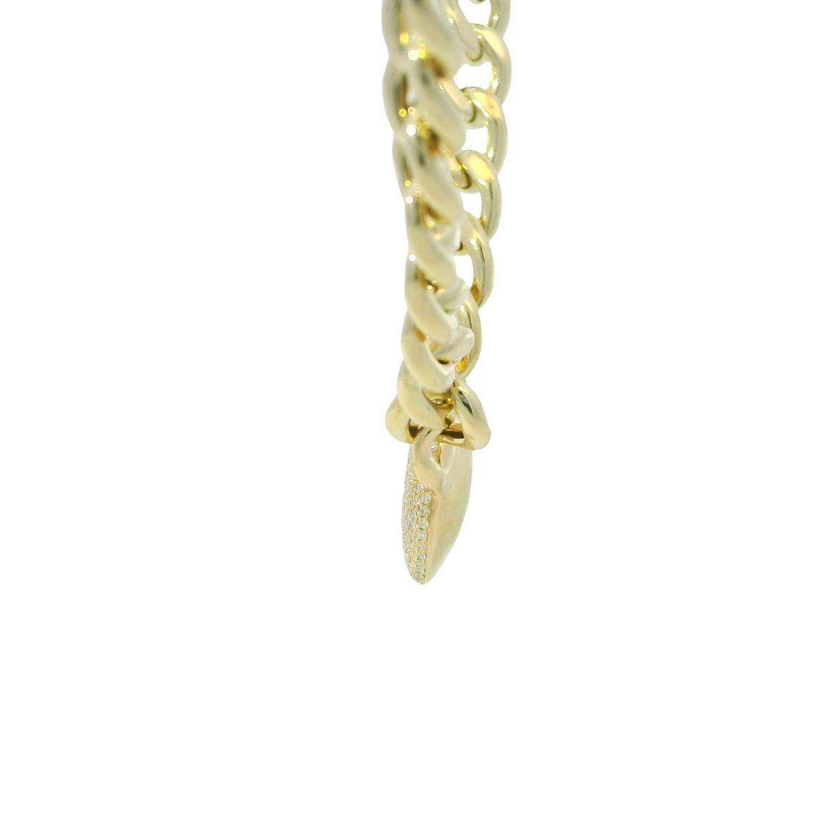 14k Yellow Gold Natural Diamond Pave Disc Pendant Link Necklace