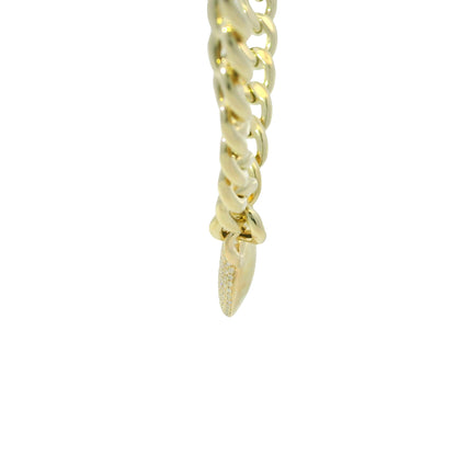 14k Yellow Gold Natural Diamond Pave Disc Pendant Link Necklace