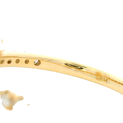 14k Yellow Gold Natural Round Diamond Bar Narrow Band Ring