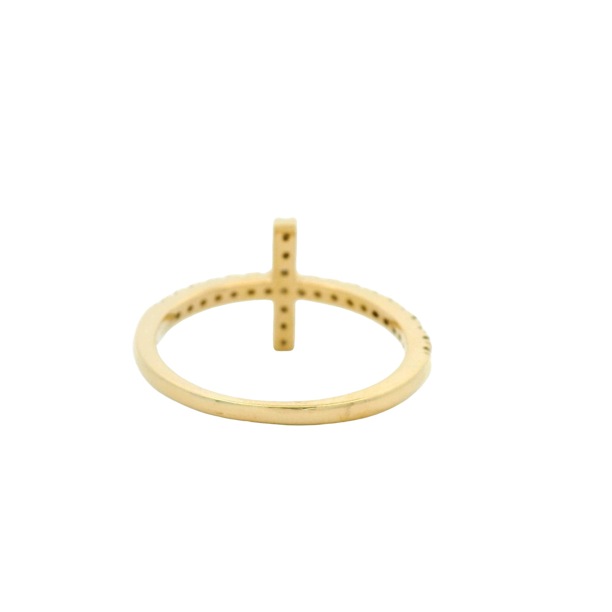 14k Yellow Gold Natural Round Diamond Bar Narrow Band Ring