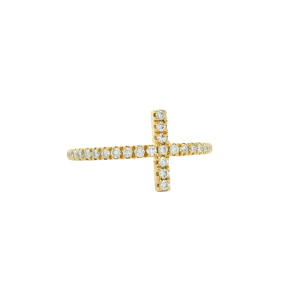 14k Yellow Gold Natural Round Diamond Bar Narrow Band Ring