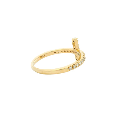 14k Yellow Gold Natural Round Diamond Bar Narrow Band Ring