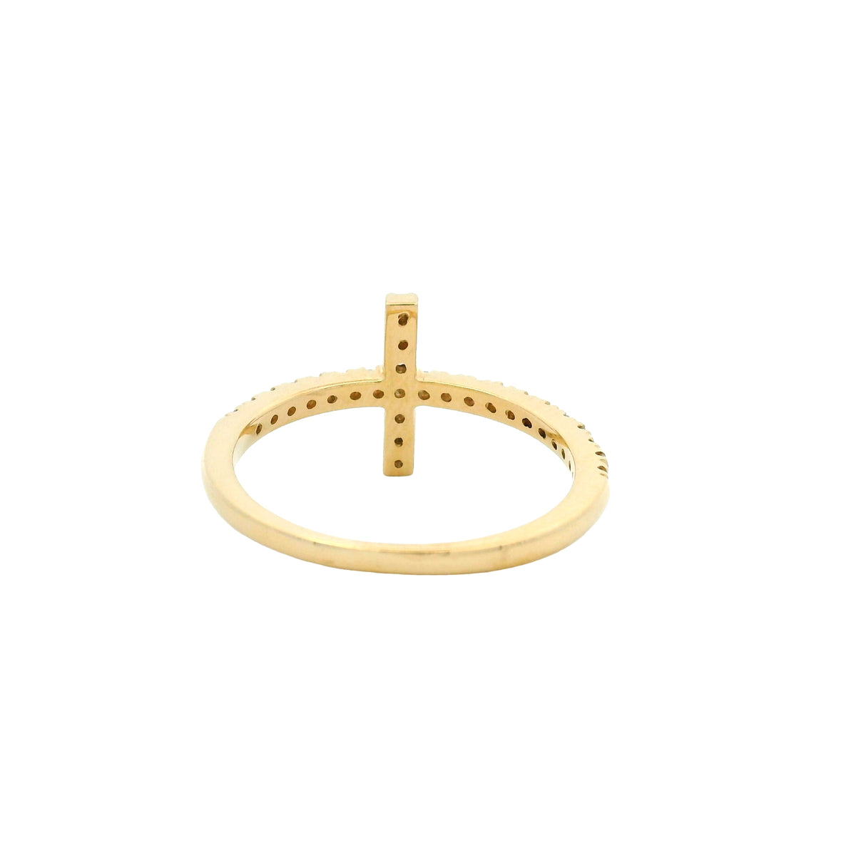 14k Yellow Gold Natural Round Diamond Bar Narrow Band Ring