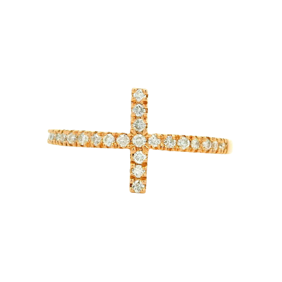 14k Rose Gold Natural Round Diamond Bar Narrow Band Ring