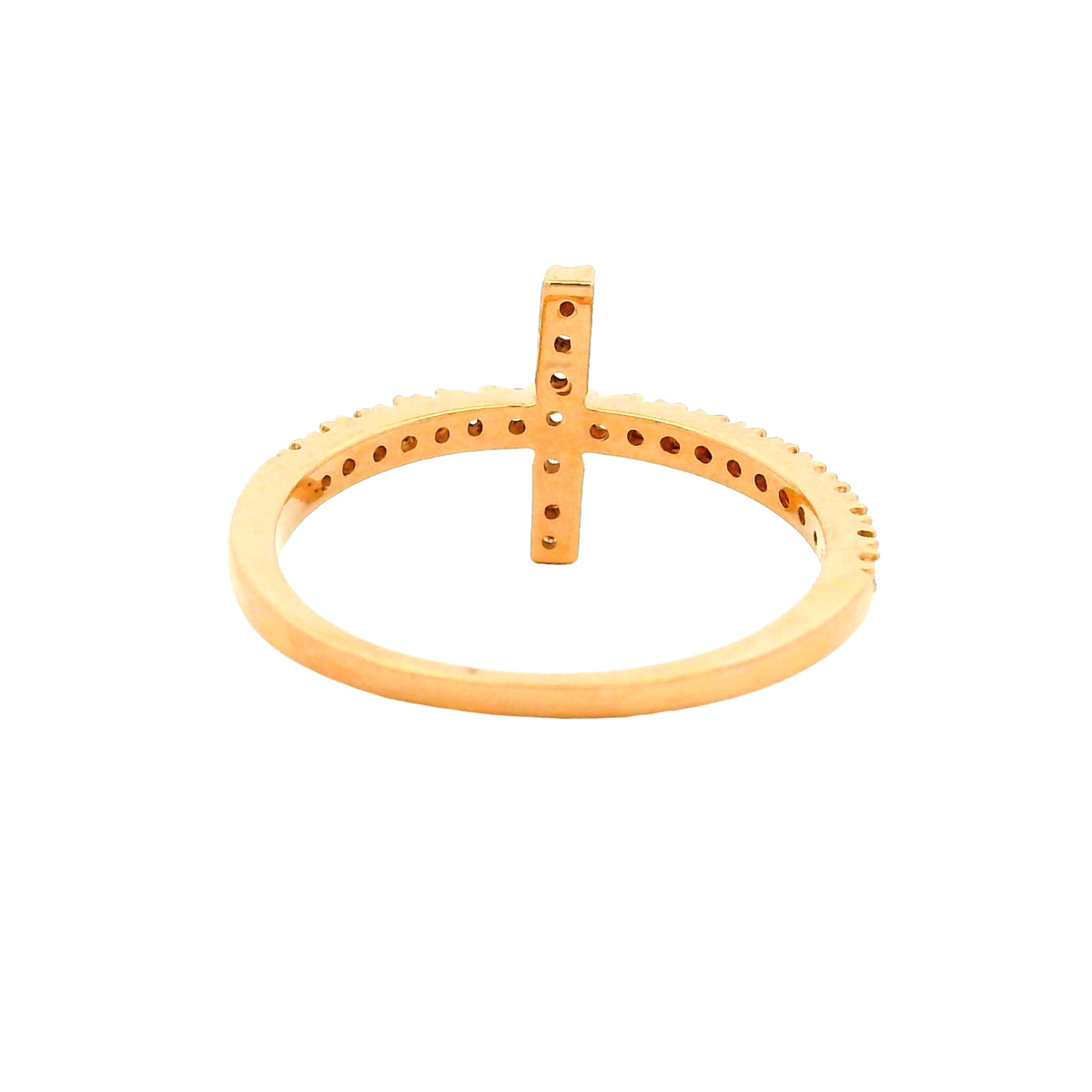 14k Rose Gold Natural Round Diamond Bar Narrow Band Ring