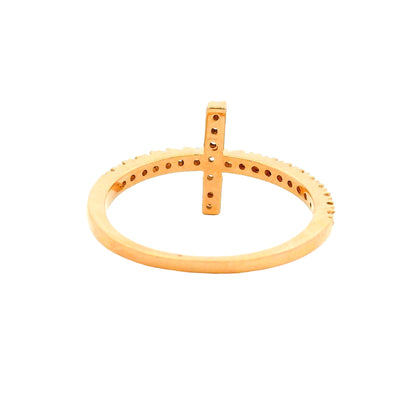 14k Rose Gold Natural Round Diamond Bar Narrow Band Ring