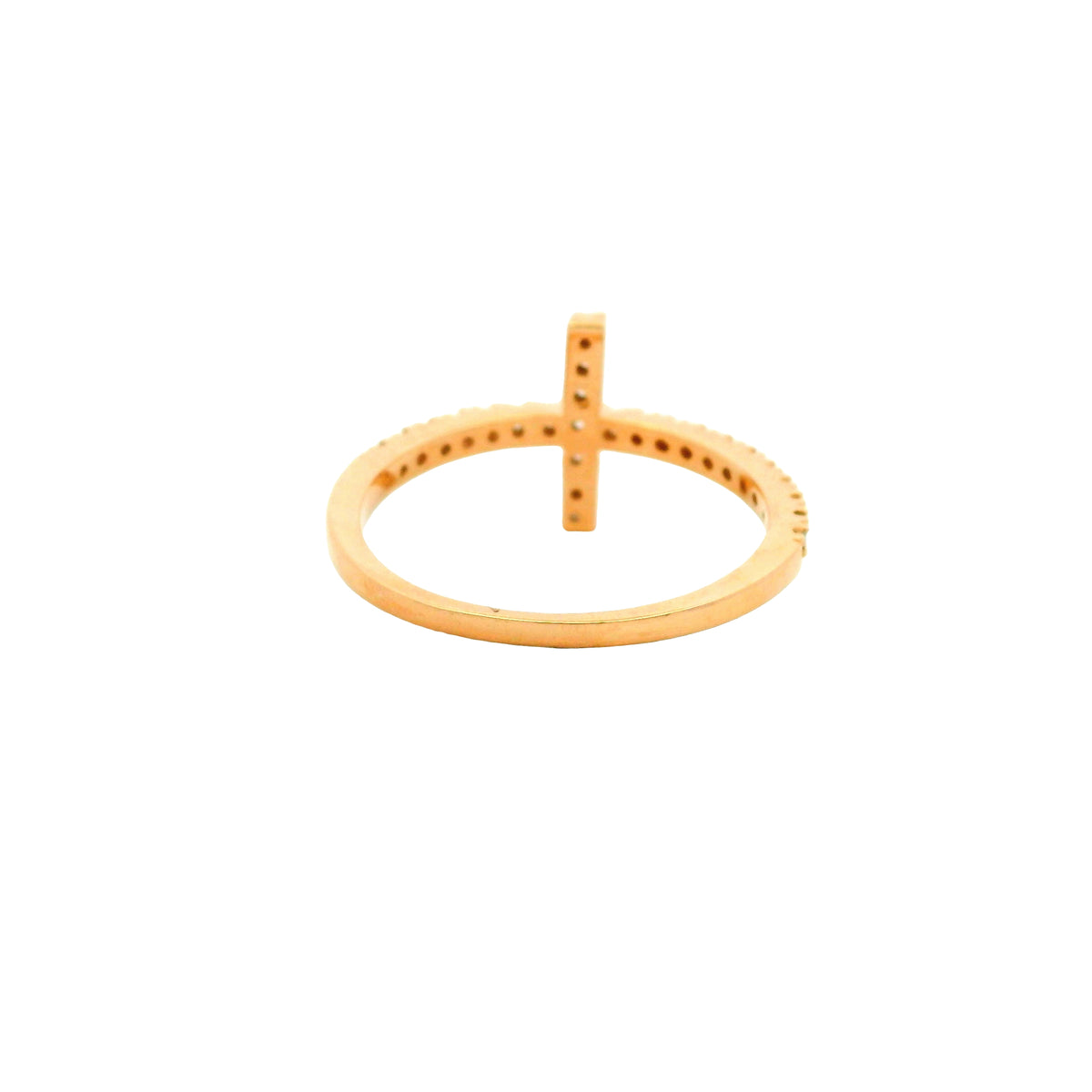 14k Rose Gold Natural Round Diamond Bar Narrow Band Ring
