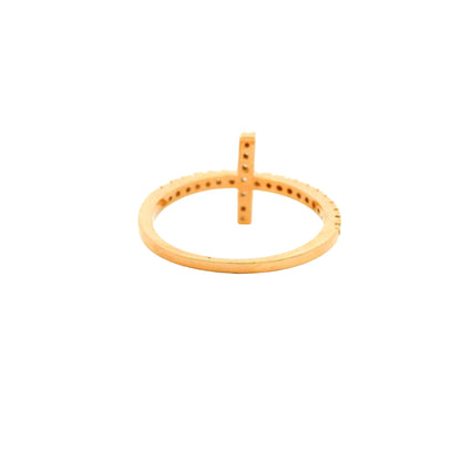 14k Rose Gold Natural Round Diamond Bar Narrow Band Ring