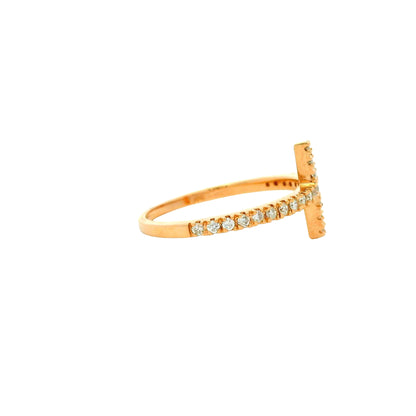 14k Rose Gold Natural Round Diamond Bar Narrow Band Ring