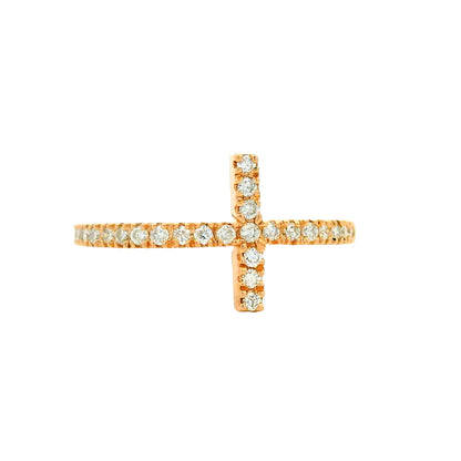 14k Rose Gold Natural Round Diamond Bar Narrow Band Ring