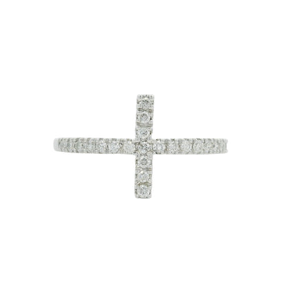 14k White Gold Natural Round Diamond Bar Narrow Band Ring