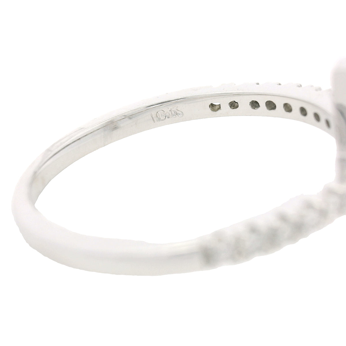 14k White Gold Natural Round Diamond Bar Narrow Band Ring
