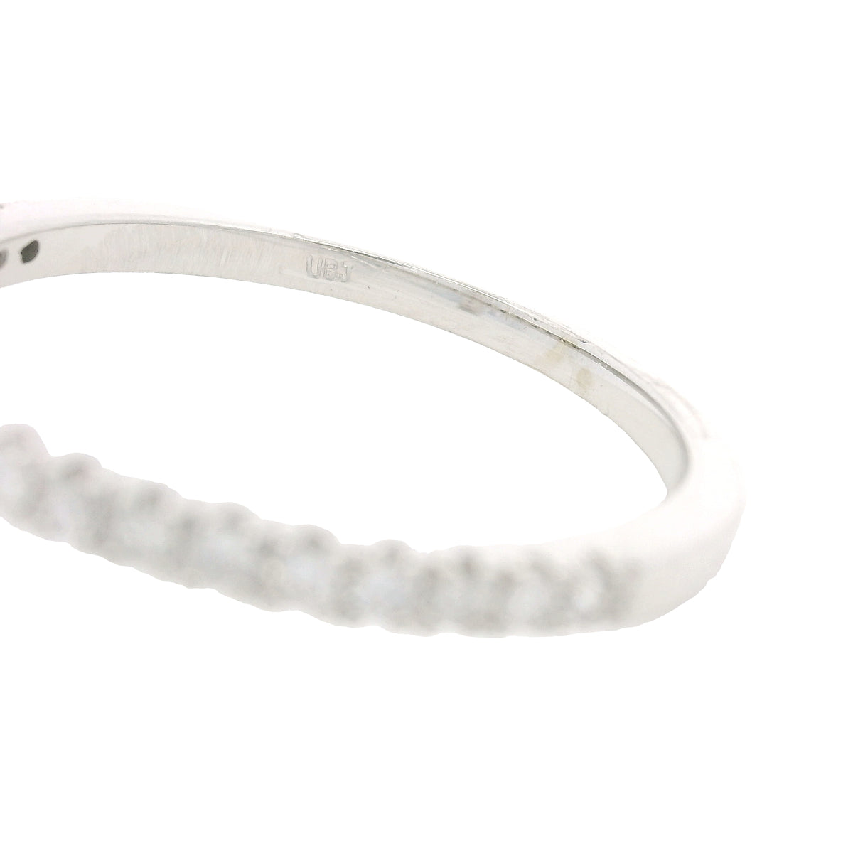 14k White Gold Natural Round Diamond Bar Narrow Band Ring