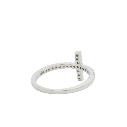 14k White Gold Natural Round Diamond Bar Narrow Band Ring