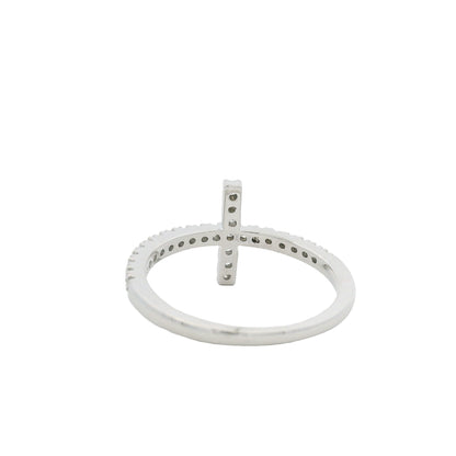 14k White Gold Natural Round Diamond Bar Narrow Band Ring