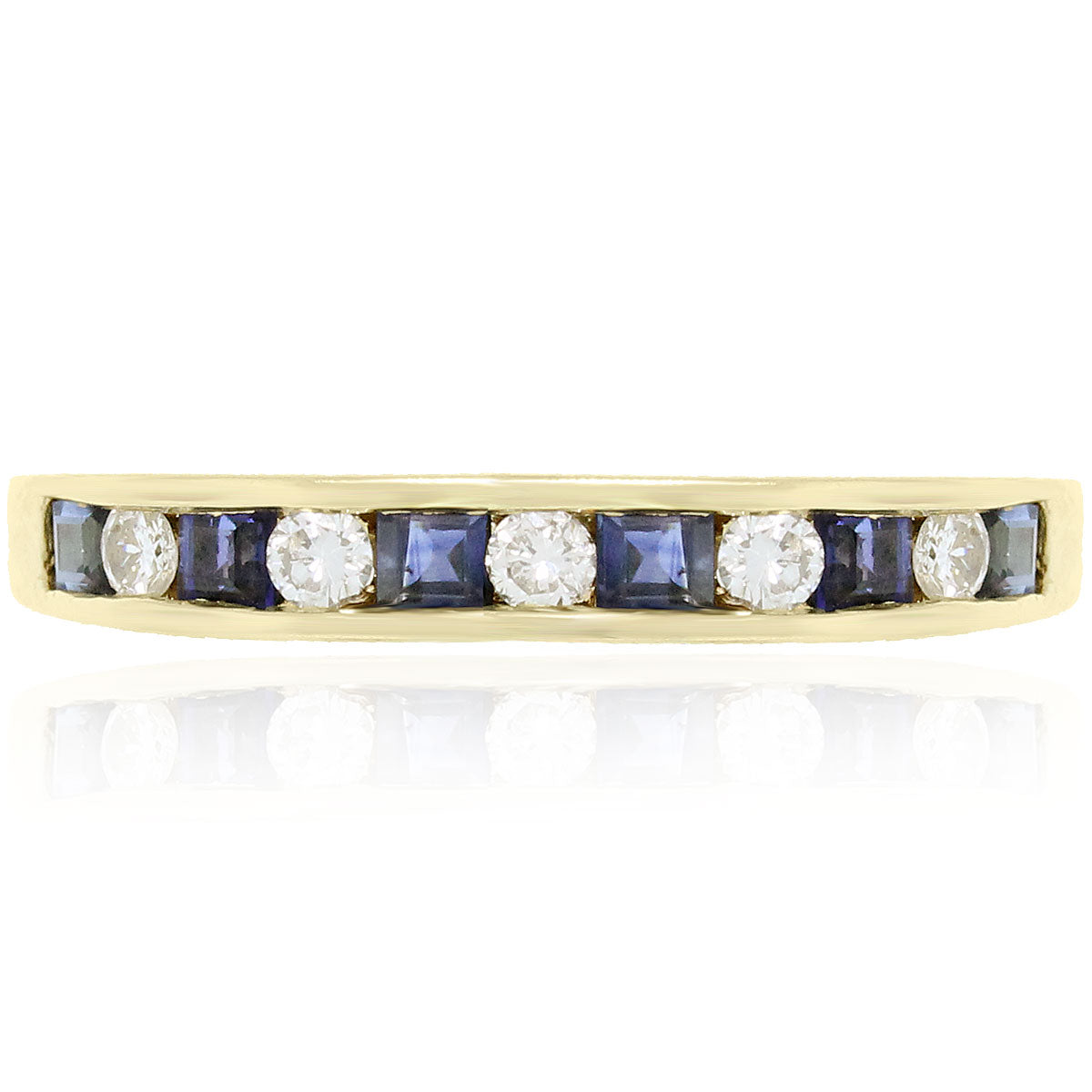 18k Yellow Gold Sapphire & 0.12ctw Diamond Wedding Band