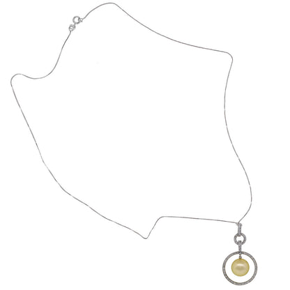 Iridesse 14k White Gold 0.5ctw Diamond and Pearl Pendant Necklace