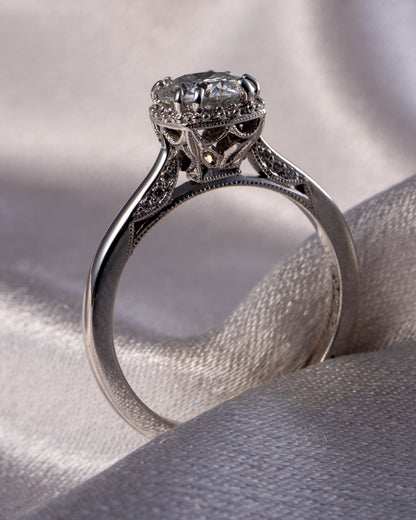 Tacori 18K White Gold Natural 1.06 Carat Round Brilliant Diamond Engagement Ring