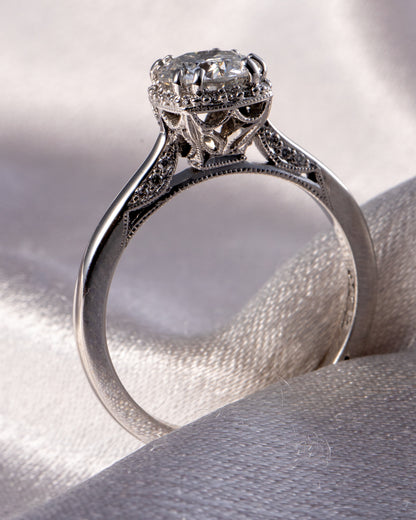 Tacori 18K White Gold Natural 1.06 Carat Round Brilliant Diamond Engagement Ring