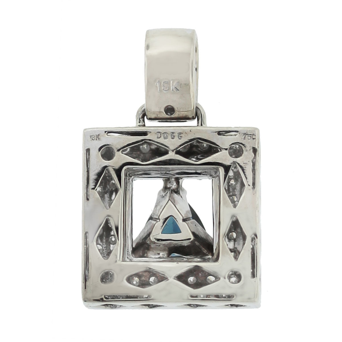 18k White Gold Trillion Cut Tanzanite and Diamond Pendant