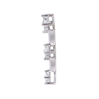 14k White Gold 3 Stone Diamond Princess Cut Pendant