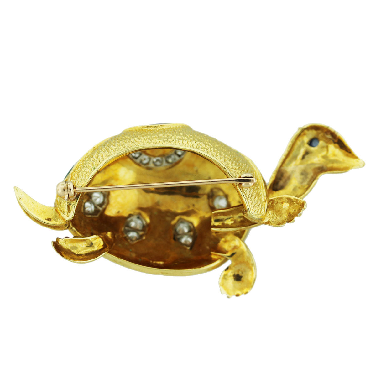 18k Yellow Gold Enamel and Diamond Turtle Pin – My Store