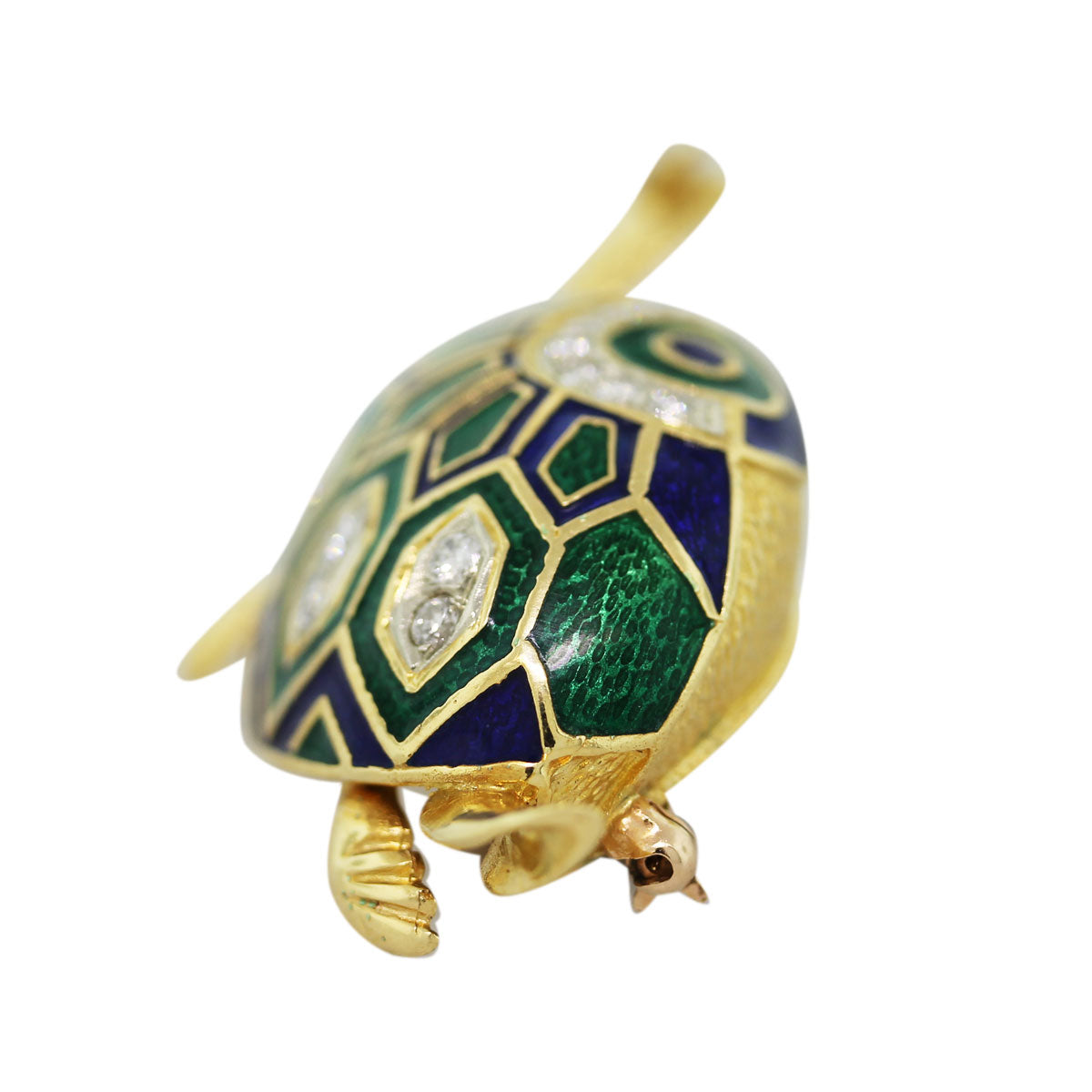 18k Yellow Gold Enamel and Diamond Turtle Pin – My Store
