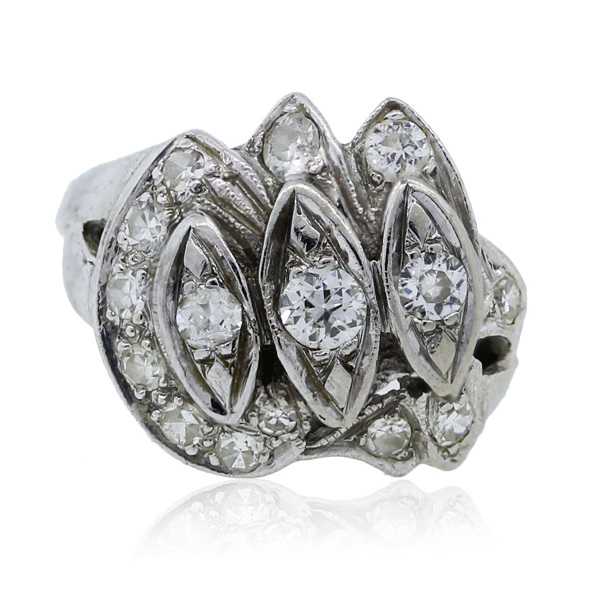 Vintage 14K White Gold Diamond Ring