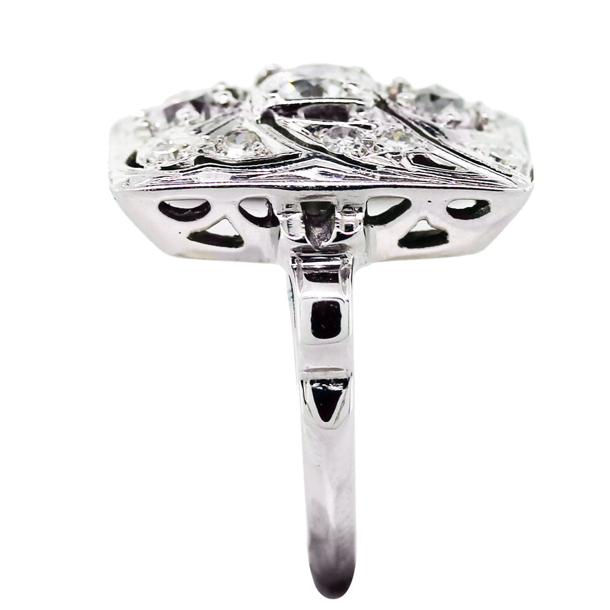 Vintage 14K White Gold Diamond Cocktail Ring