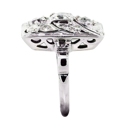Vintage 14K White Gold Diamond Cocktail Ring