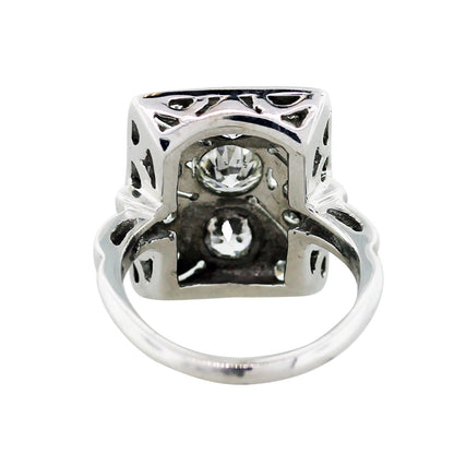 Vintage 14K White Gold Diamond Cocktail Ring