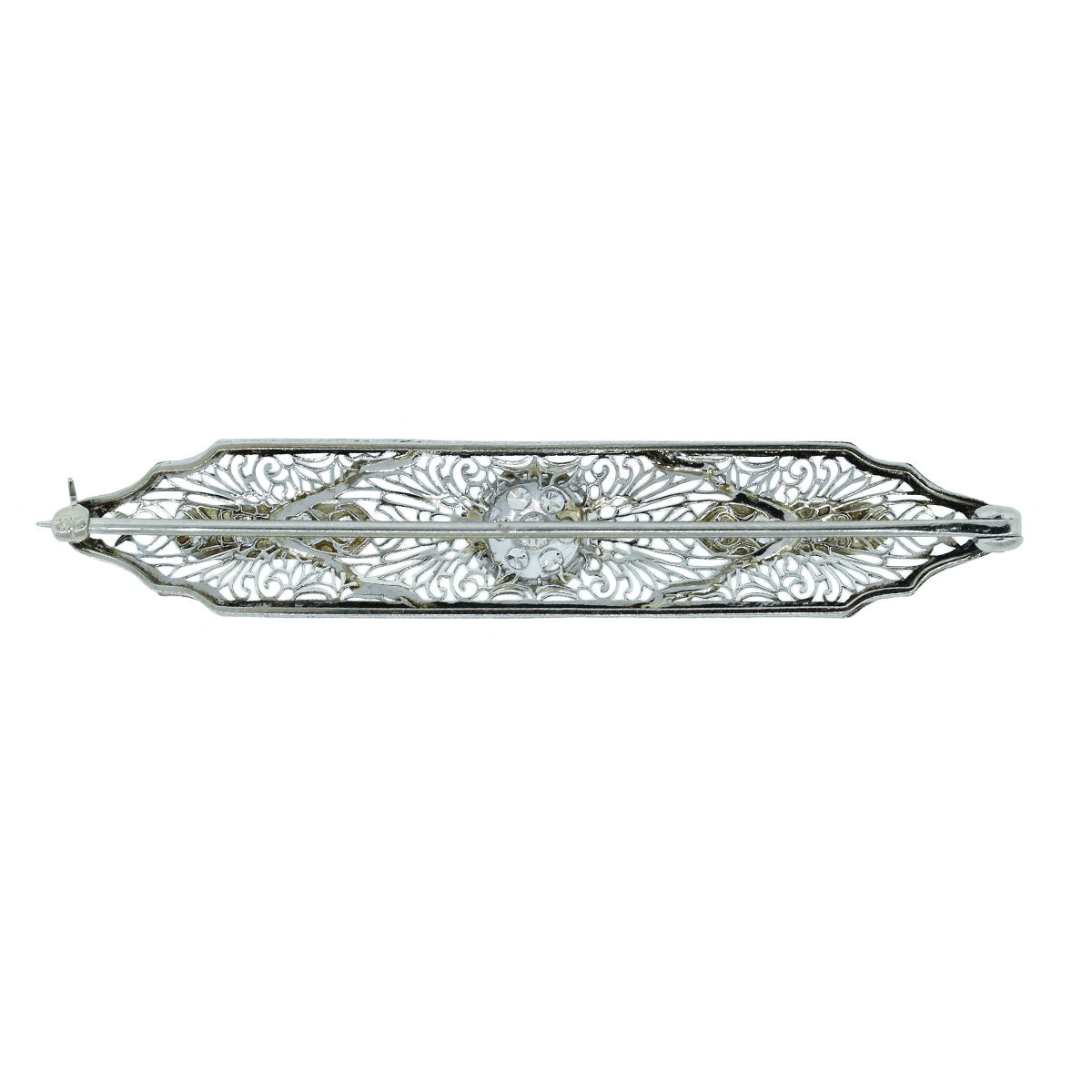 14k White Gold .60ctw Diamond Vintage Pin Brooch