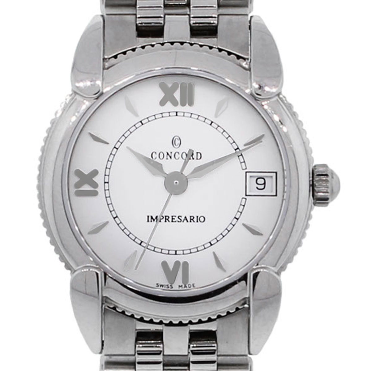 Concord Impresario Stainless Steel White Roman Dial Ladies Watch