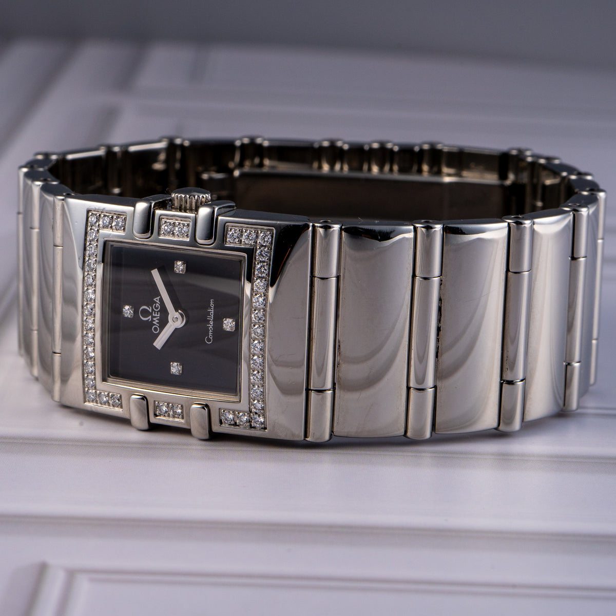 Omega Constellation Diamond Bezel Black Dial Watch