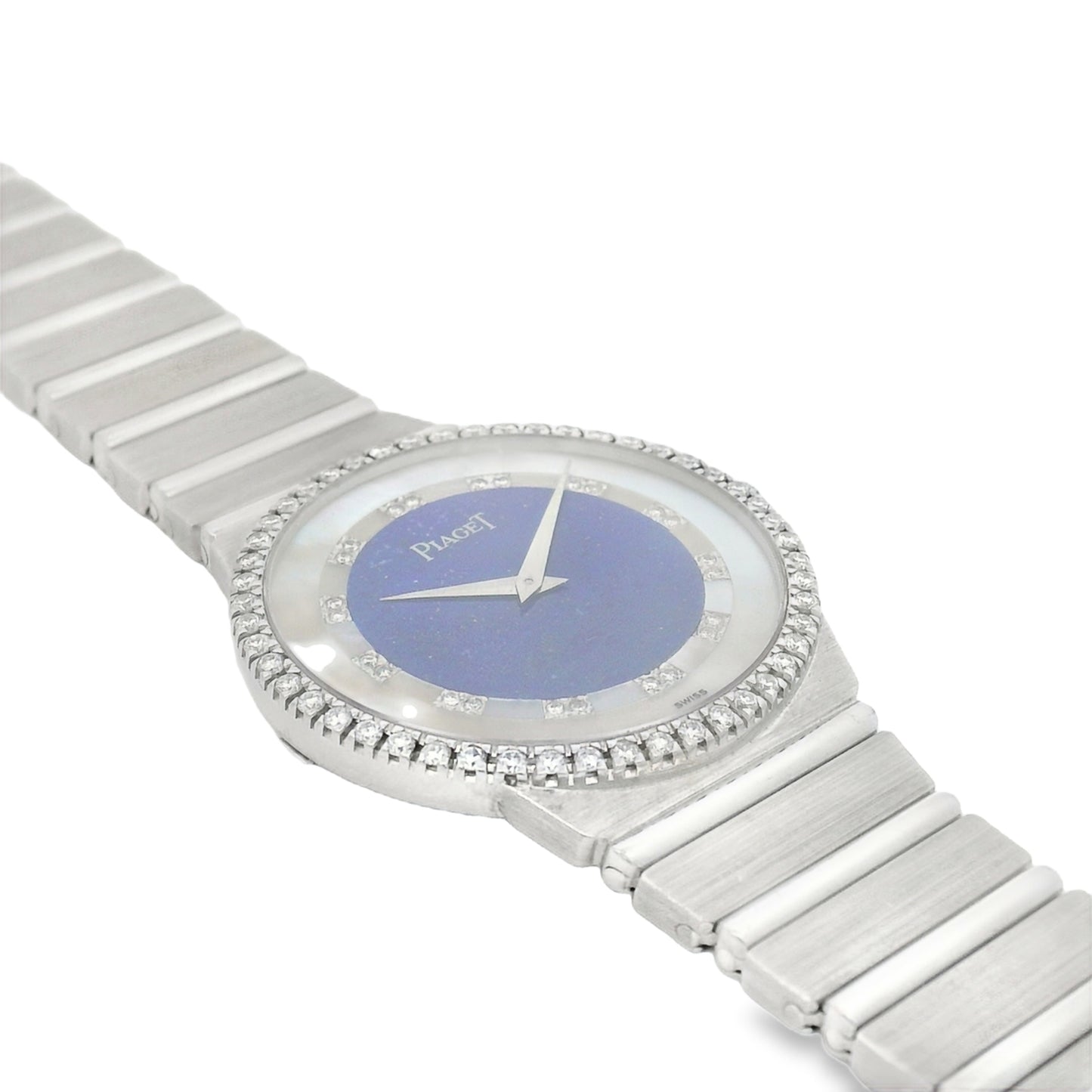 Piaget 18k White Gold Lapis & Mother of Pearl Diamond Dial Watch