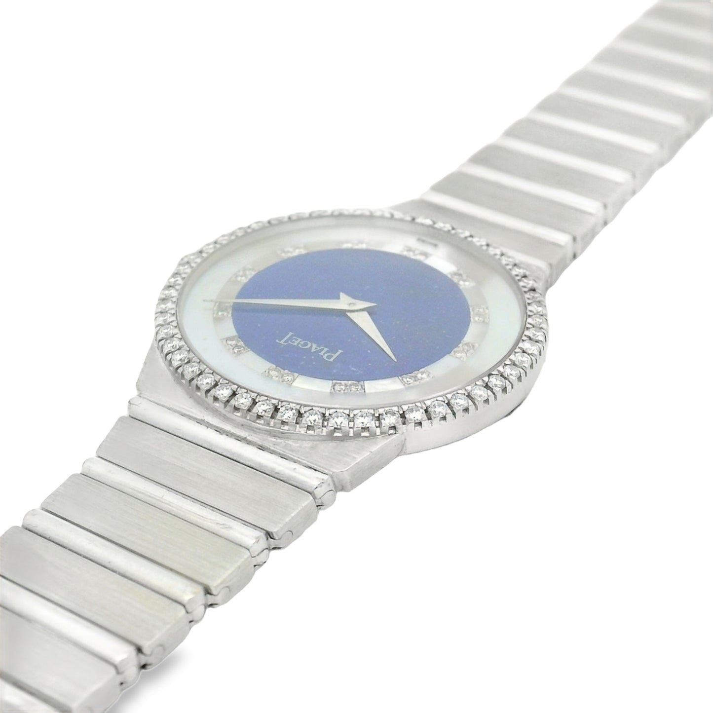 Piaget 18k White Gold Lapis & Mother of Pearl Diamond Dial Watch